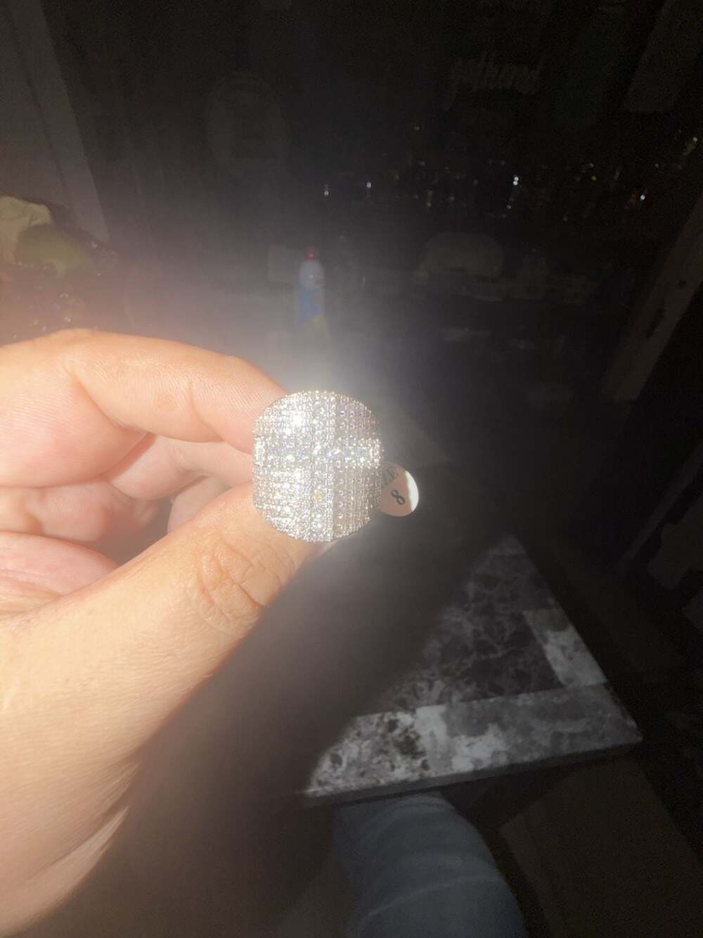 Iced Out Cross Statement Ring Size 8.